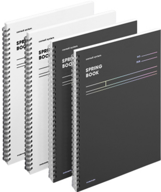 모트모트 스프링북 코넬 유선노트 2종 x 2p 세트, 화이트, 다크호스, 1세트