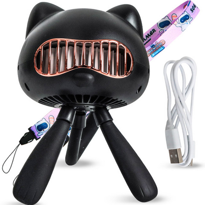 아이끌레 너구리 문어발 선풍기, 블랙, 1개