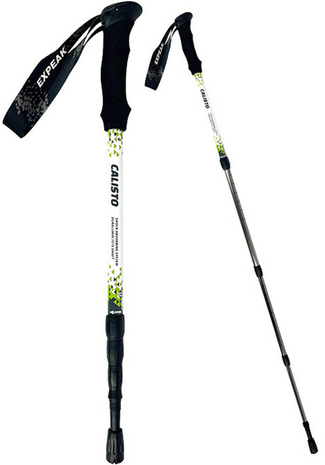 엑스피크 칼리스토 4단 두랄루민 7075 안티쇼크 등산스틱 2p + 전용 파우치 세트, 아이스그린(등산스틱)
