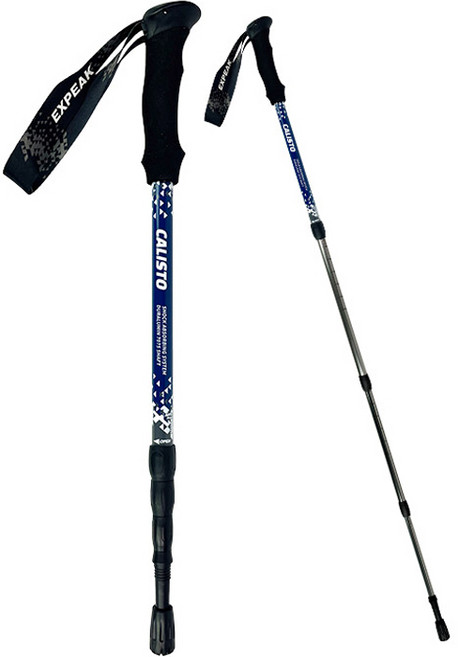 엑스피크 칼리스토 4단 두랄루민 7075 안티쇼크 등산스틱 2p + 전용 파우치 세트, 로얄블루(등산스틱)