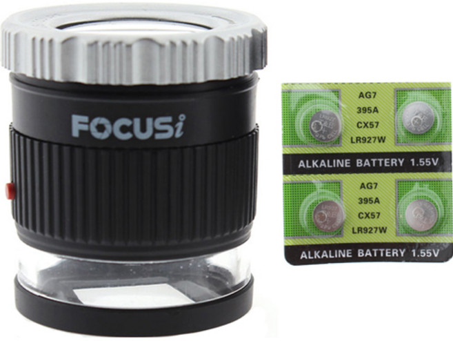 포커스 듀얼 LED 휴대용 돋보기, 블랙 + 실버, 1개