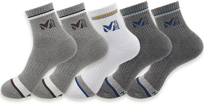 밀레 남성 파일 쿠션 등산 양말 5족, A타입, 1세트