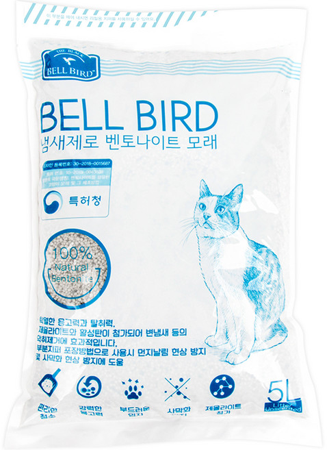 벨버드 더블랙 냄새제로 고양이모래, 5L, 1개, 무향