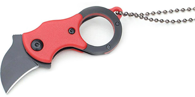 휴대용 접이식 미니칼 + 볼고리 + 카라비너 세트, 랜덤발송, 1세트