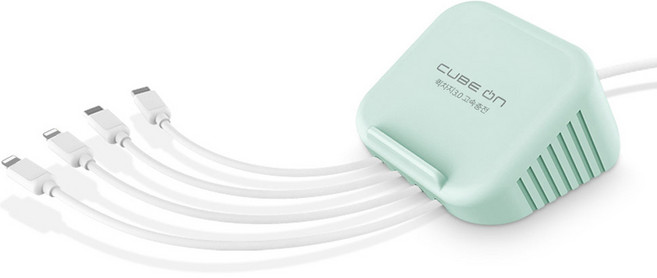 큐브온 올 퀵 멀티충전기 C타입 2p 8핀 2p JI-203, 민트, 1개