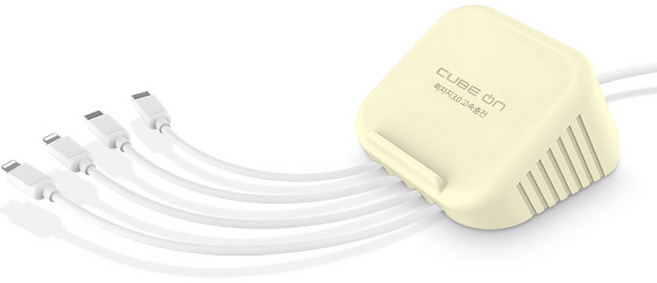 큐브온 올 퀵 멀티충전기 C타입 2p 8핀 2p JI-203, 크림옐로우, 1개