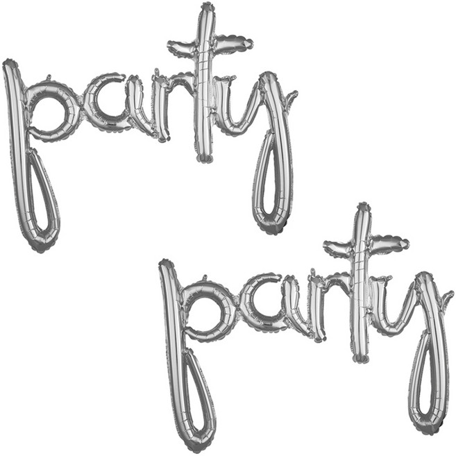 아나그램 이니셜 필기체 은박풍선 party, 실버, 2개