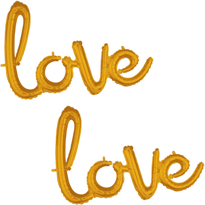 아나그램 이니셜 필기체 은박풍선 love, 골드, 2개