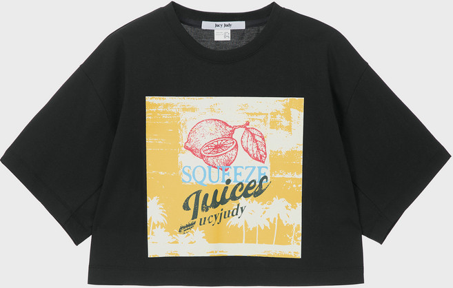 쥬시쥬디 여성용 J 레몬 그래픽 크롭 티셔츠 JXTS322H