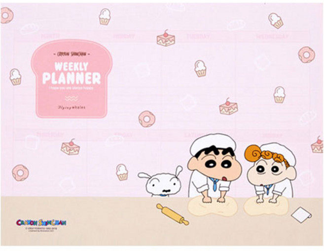 짱구는못말려 플라잉웨일즈 위클리 플래너 패드 만년형, 짱구네빵집, 1개