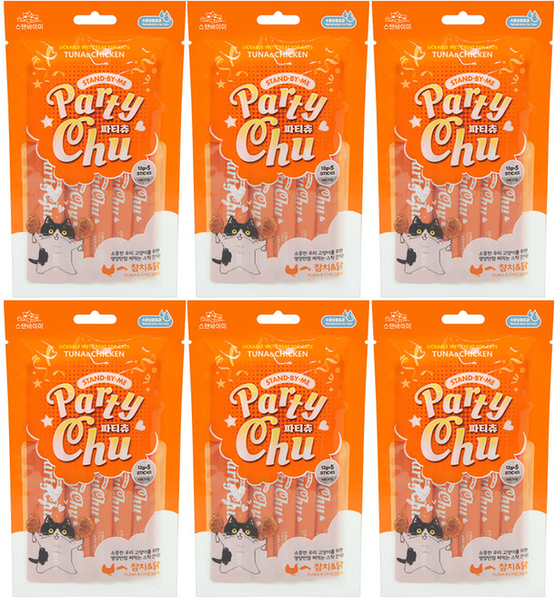 스탠바이미 고양이 파티츄 간식, 혼합맛(참치/닭), 60g, 6개