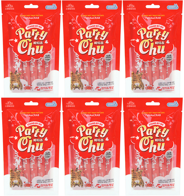 스탠바이미 고양이 파티츄 간식, 혼합맛(참치/게살), 60g, 6개