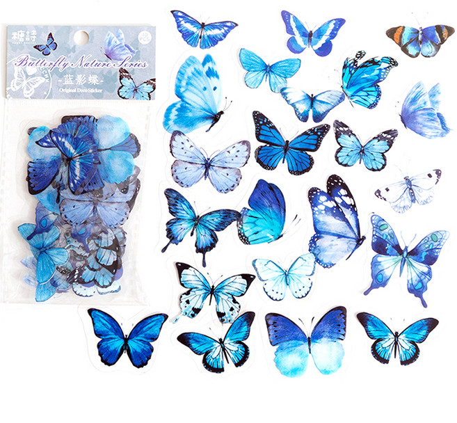 올리브파티 나비 다꾸 빈티지 스티커 20종 x 2p 세트, 블루, 1세트