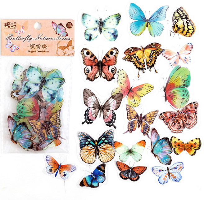 올리브파티 나비 다꾸 빈티지 스티커 20종 x 2p 세트, 레인보우, 1세트