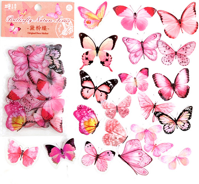 올리브파티 나비 다꾸 빈티지 스티커 20종 x 2p 세트, 핑크, 1세트