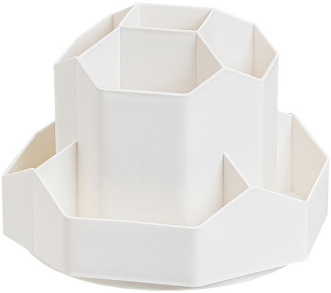 투코비 대용량 다용도 펜슬 360도 회전식 수납정리함, 화이트, 1개