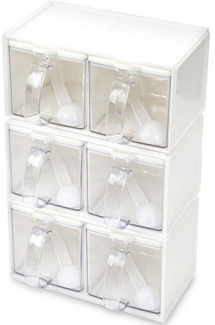 쿡차미 양념 저장통 세트 6칸, 1세트, 양념통 6p + 스푼 6p + 라벨스티커 24p + 트레이 3p