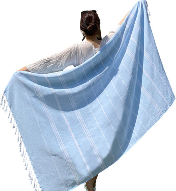 한스갤러리 비치 타올 100 x 180 cm + 파우치, 스카이블루, 1개