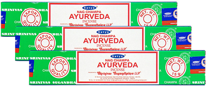 나그참파코리아 인센스 스틱 15g x 3p, 아유르베다