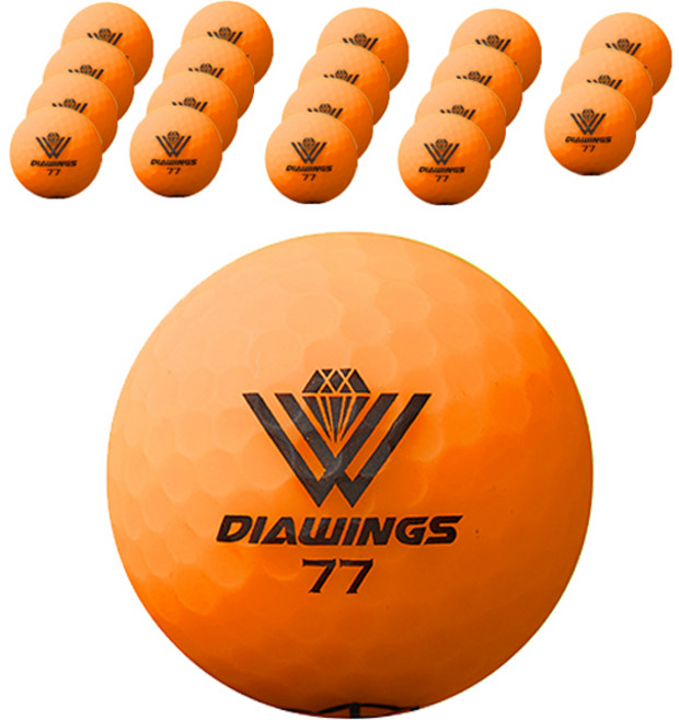 DIAWINGS 高回彈遠距離專用2層長打高爾夫球, 霧面橘色(M3), 1個, 20個