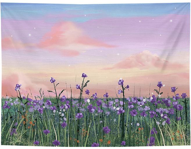 MA 다양한 자연 풍경 태피스트리, 보라꽃