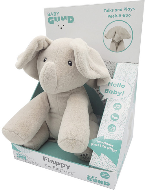 GUND 會唱歌的躲貓貓大象互動玩具 G4053934, 灰色, 30cm, 1個