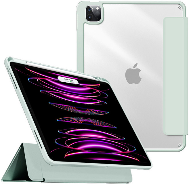 제이로드 슈퍼클리어 분리형 펜슬 수납 태블릿 케이스, 라이트그린, 1개