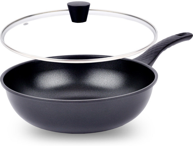 Ecostar 에코스타 블랙 에디션 궁중팬 + 유리뚜껑 세트, 28cm, 1세트