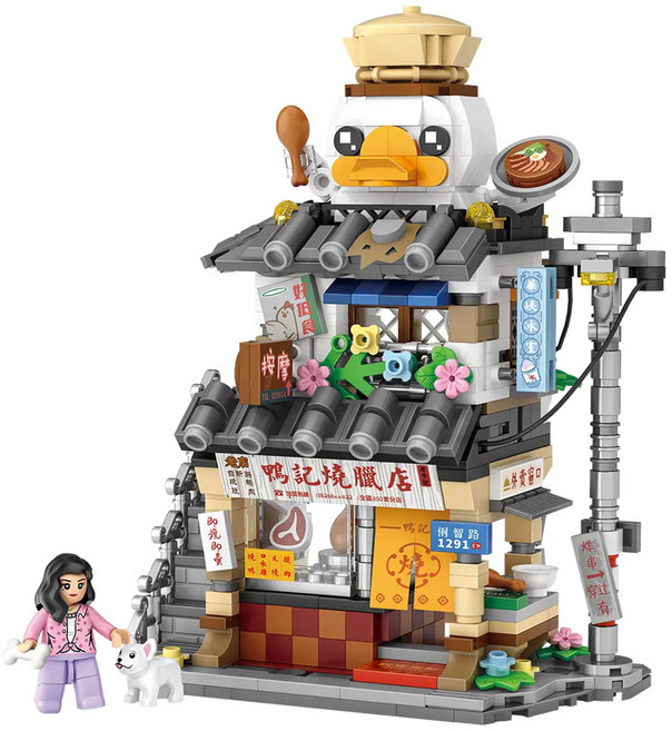 LOZ 미니 스트리트 시리즈 나노블럭 02 오리 주물덕, 혼합색상, 1개