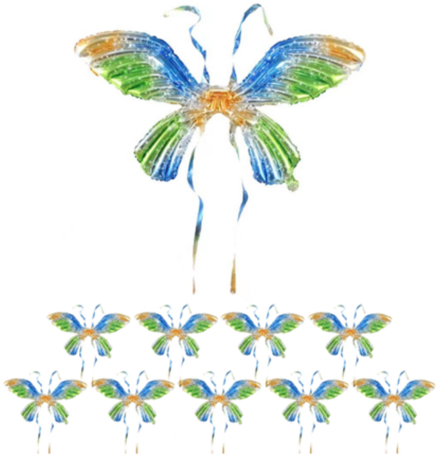 MEO 홈 생일파티 나비 날개풍선 믹스윙 샤이닝, 블루그린, 10개