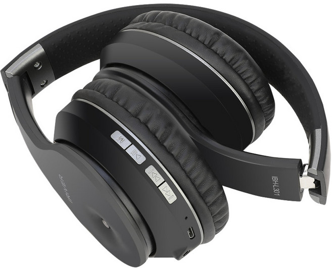 아이리버 휴대가 편리한 접이식 디자인 유무선 겸용 블루투스 헤드폰 IBH-L301 블랙 6시간 멀티단자