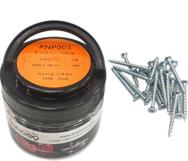 이노공구 콘크리트피스 접시머리 메탈 NP003 4 x 38 mm, 1개