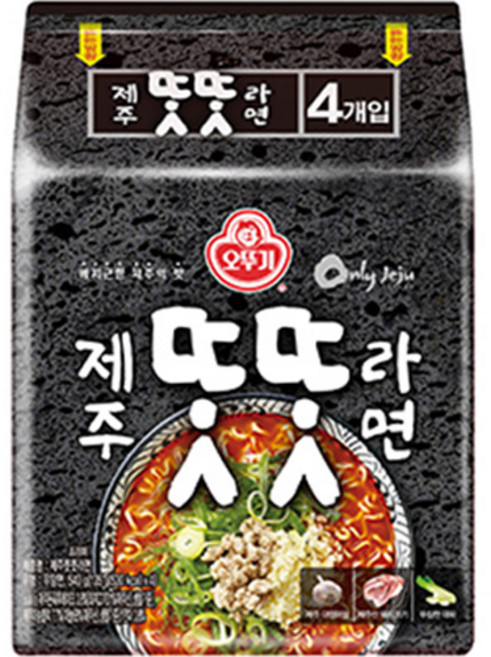 오뚜기 제주 똣똣라면 135g, 4개