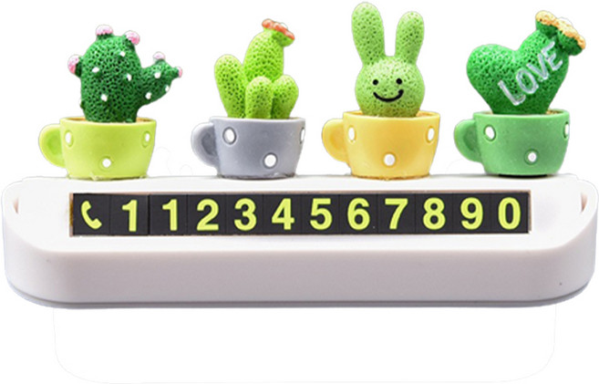 리버폭스 차량용 야광 선인장 캐릭터 사생활보호 주차번호판, 화이트, 1개