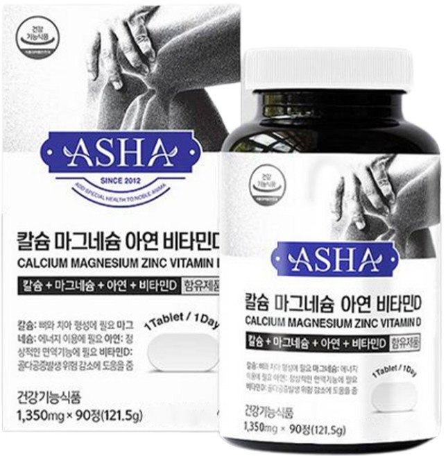 아샤 칼슘 마그네슘 아연 비타민D 121.5g, 90정, 1개
