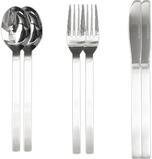 윌리브 국산 304스텐 피노 커트러리, 실버, 디너 스푼 2p + 디너 포크 2p + 디너 나이프 2p