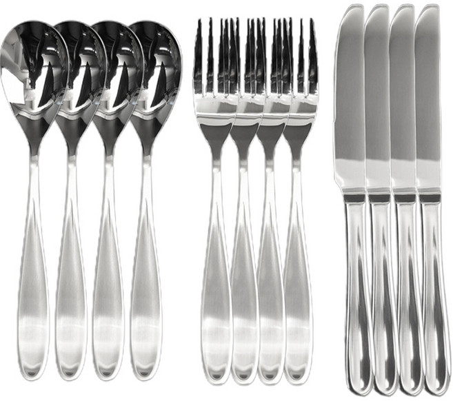 윌리브 국산 304스텐 헤리티지 커트러리, 실버, 디너 스푼 4p + 디너 포크 4p + 디너 나이프 4p