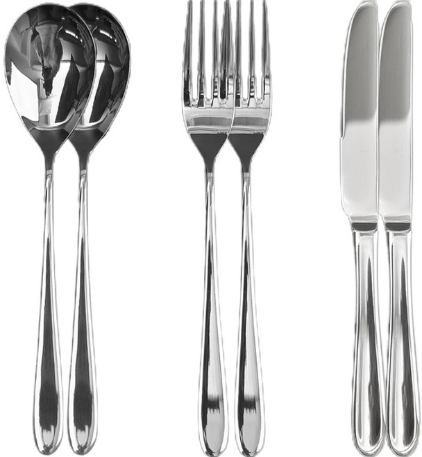 윌리브 국산 304스텐 로이스 커트러리, 실버, 디너 스푼 2p + 디너 포크 2p + 디너 나이프 2p