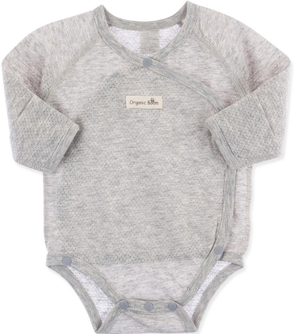 오가닉붐 매쉬 자카드 스냅 통기성 배냇 바디슈트