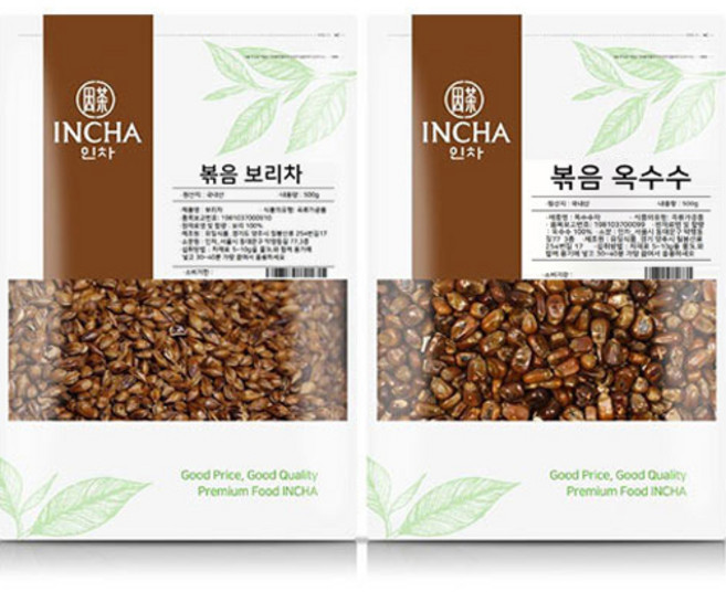 인차 국산 볶음 보리차 500g + 옥수수차 500g 세트, 1세트