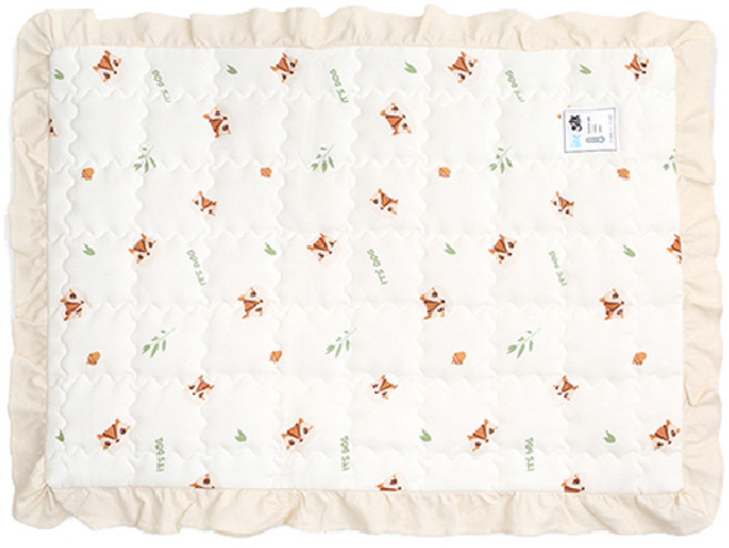 이츠독 강아지 인견 쿨링 다람이 프릴 매트, 아이보리, 1개