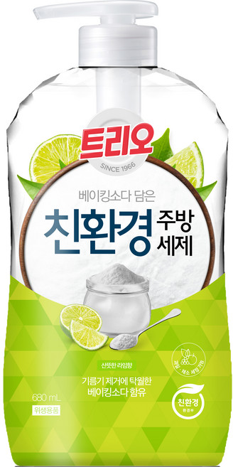 트리오 베이킹소다 담은 친환경 주방세제 라임향, 680ml, 1개