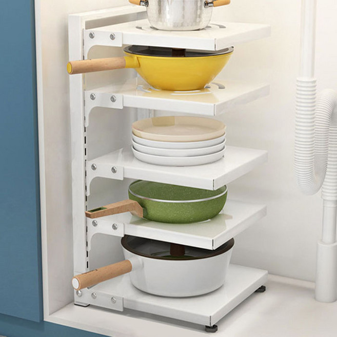 후고 후라이팬 정리대, 5단, 화이트, 1개