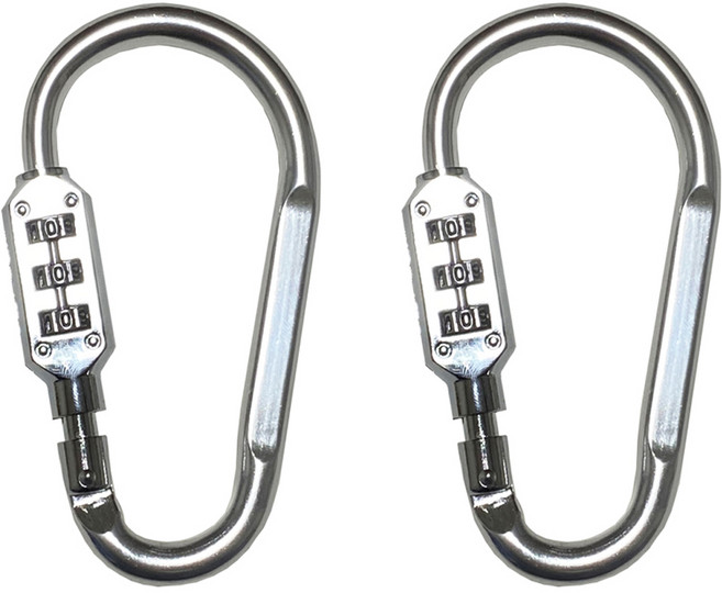 트래블큐브 컬러 잠금 카라비너 3 다이얼 자물쇠 소형 실버, 2개