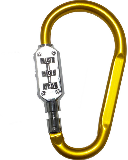 트래블큐브 컬러 잠금 카라비너 3 다이얼 자물쇠 대형 골드, 1개