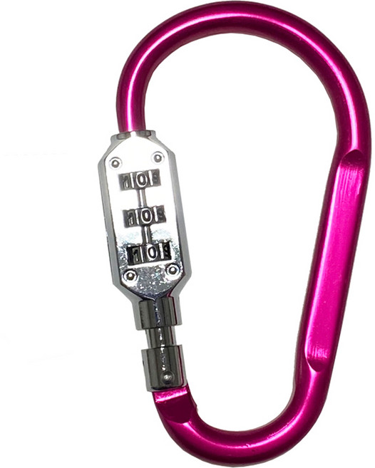 트래블큐브 컬러 잠금 카라비너 3 다이얼 자물쇠 대형 핑크, 1개