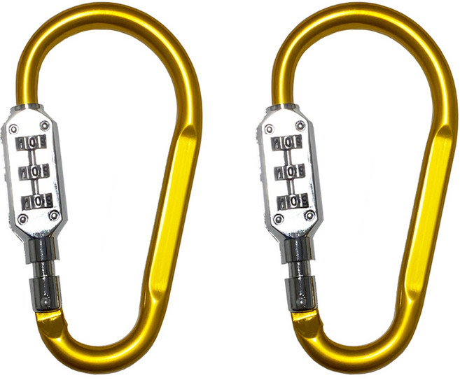 트래블큐브 컬러 잠금 카라비너 3다이얼 자물쇠 소형 골드, 2개