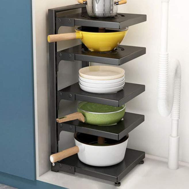 후고 후라이팬 정리대, 5단, 블랙, 1개