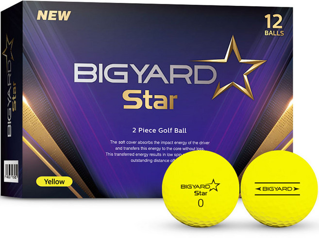 빅야드 스타 골프공 2피스 42.7mm, 옐로우, 12개입, 1개