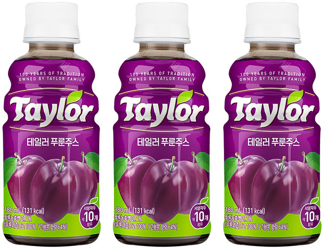 테일러 푸룬주스, 180ml, 3개